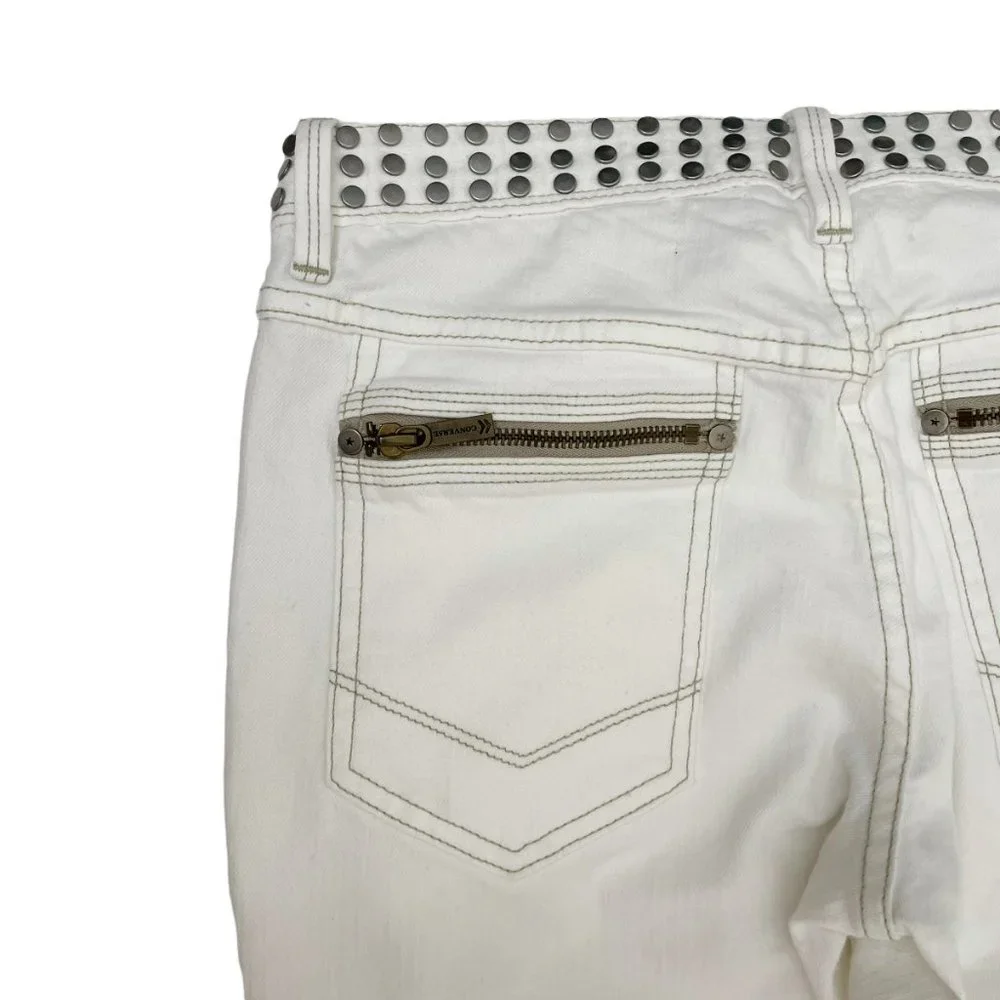 John Varvatos X Converse Men’s Chuck’s Skinny Leg Studded White Jeans 27x30”